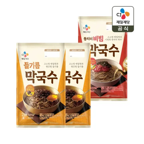 CJ 고소한 들기름 막국수 356g x2개+동치미 비빔 막국수 484.4g x1개