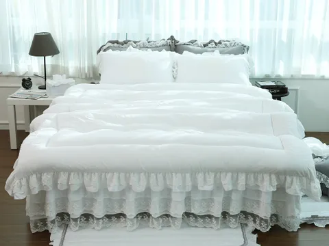 류금숙 프렌치향기 실키케어 향균프릴 차렵이불+베개커버+이중프릴침대커버