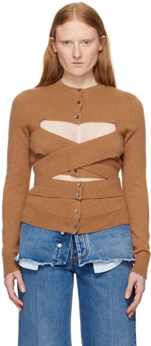 메릴 롯게 탠 랩 스타일 가디건 241512F095001