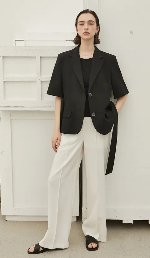 pintuck long slacks_IVORY