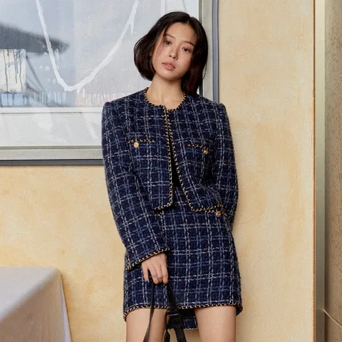 레니 셋업 체인 트위드 미니 스커트SK-4841