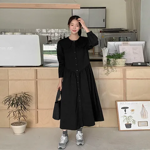 [공구우먼] [제작] 디프 빅카라 롱 원피스 72172 빅사이즈 여성의류