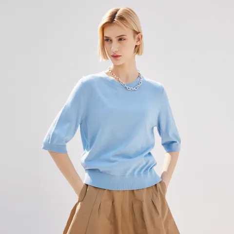 [최초가 49000원] [55~88] 프릴넥 반팔 니트