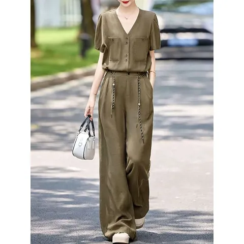 [하프클럽] 포켓 블라우스 팬츠 상하세트_F57WWB006Z