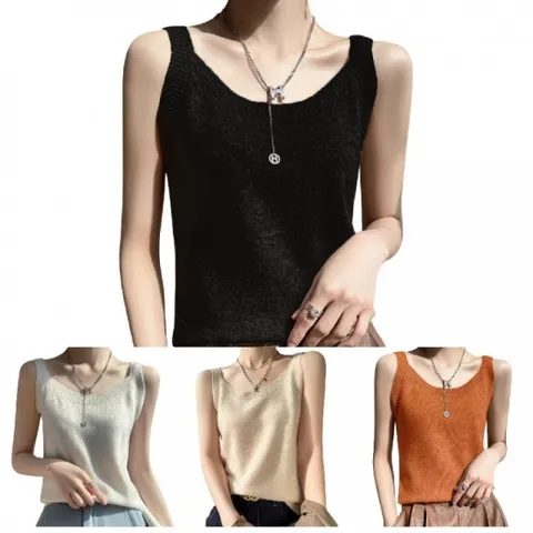 여성 니트나시 여름 이너 슬리브리스 스퀘어넥 나시티 민소매 니트탑CLAB1019