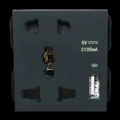 매입콘센트 조합 유럽형(DB) 2핀+3핀+USB1구 다국적 고속충전 (블랙 A77-C06E16) 자재