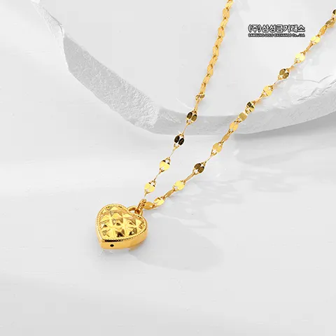 24K 퀼팅하트 팬던트 목걸이