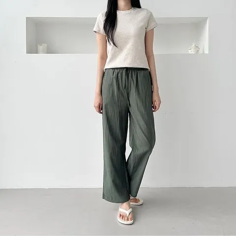 [하프클럽] 세느뷔 허리밴딩 인견 베이직 와이드바지 SD_250624