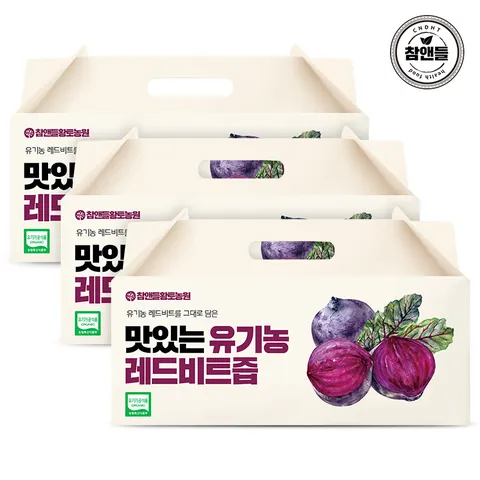 참앤들황토농원 맛있는 유기농 레드비트즙 80ml 30포 3박스(총90포)