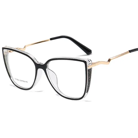 슬림 오버사이즈 캣츠아이 투명 검정 뿔테 여성안경테