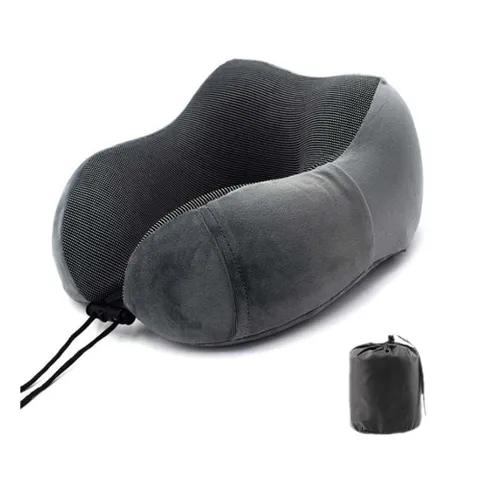 압축백포함 메모리폼 U모양 목베개 다크그레이