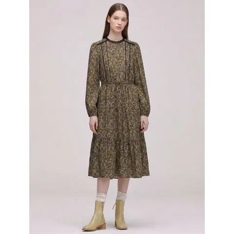 [하프클럽] 기모패턴 롱 티어드 원피스(T238MOP237W)