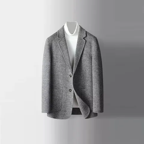 노치드 라펠 칼라 울 그레이 자켓 JK127