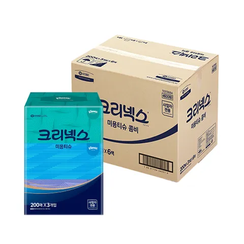 천연펄프 미용티슈 200매 콤비 3개입 x 6팩 4600161