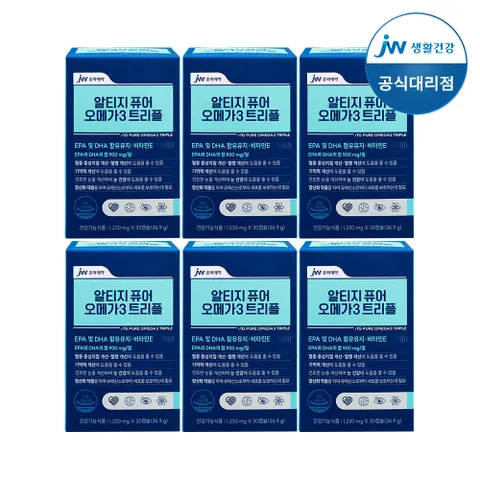 JW중외제약 알티지 퓨어 오메가3 트리플 6박스(1230mgX180캡슐) (180일분)
