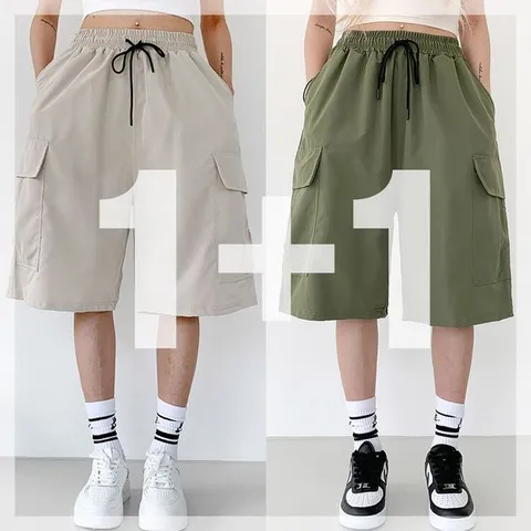 [하프클럽/코디제이]레트루 카고반바지 5부 버뮤다 팬츠 오버핏 Y2K 하프팬츠 데일리 캐주얼