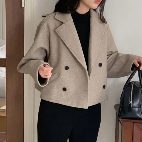 [신상오픈런] 더블 숏자켓 빅카라 간절기 출근룩 여성블레이져