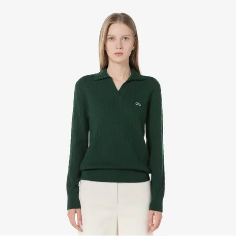 여성 케이블 오픈카라 스웨터 AF197E-54N YZP