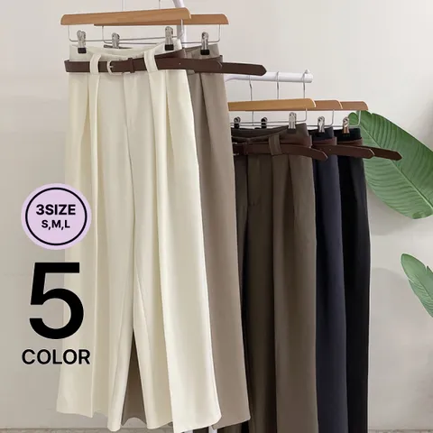 [브리치]  /  SET상품  세율 투핀턱 벨트+와이드 슬랙스/ 5컬러/ 3사이즈