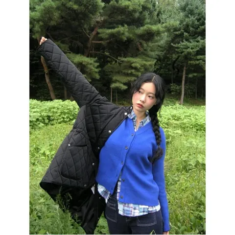 [24FW]울 혼방 V넥 카디건  블루(BF495AC07P)