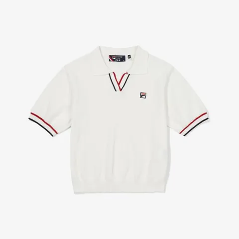 휠라 테니스 라이프 티핑 크롭 니트 카라티셔츠 FS2TSF2372F_OWH 420291