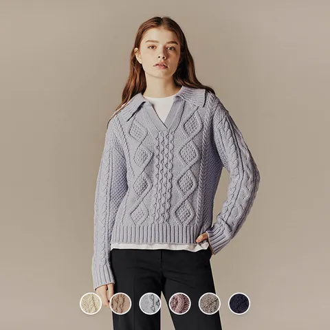 352919 여 3GG 케이블 폴로 스웨터