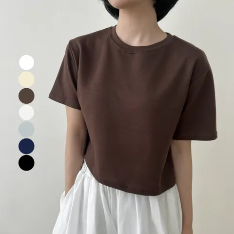 [브리치]  / 1 + 1 7컬러 여성 나그랑 5부 오버핏 세미크롭반팔티