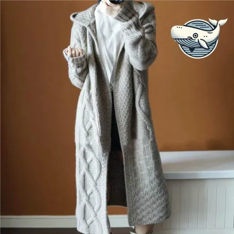 포근한 겨울 후드 가디건 롱 니트 아우터 여친 니트롱가디건 꽈배기롱가디건 로브가디건