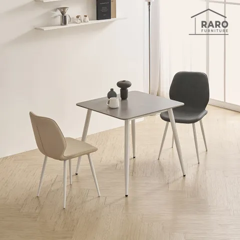 라로퍼니처 밀크 800 포세린 통 세라믹 2인 식탁 세트 (식탁+의자2)