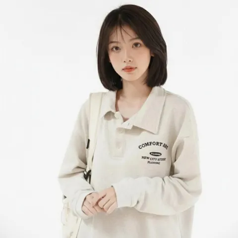 데일리룩 맨투맨 컴포트 카라 티셔츠 자수 캐주얼 카라맨투맨 자수맨투맨 데일리룩