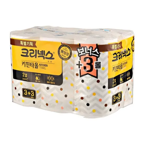 유한킴벌리 키친타월 크리넥스(2겹) 135매x3+3입 키친타월 식자재