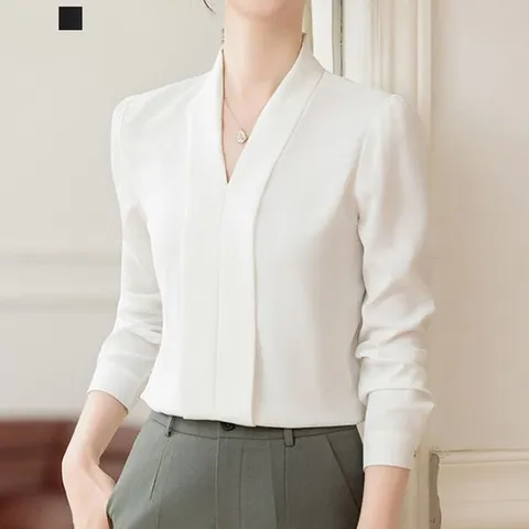 [하프클럽] 빠른배송/디비 브이넥 투 라인  쉬폰 블라우스