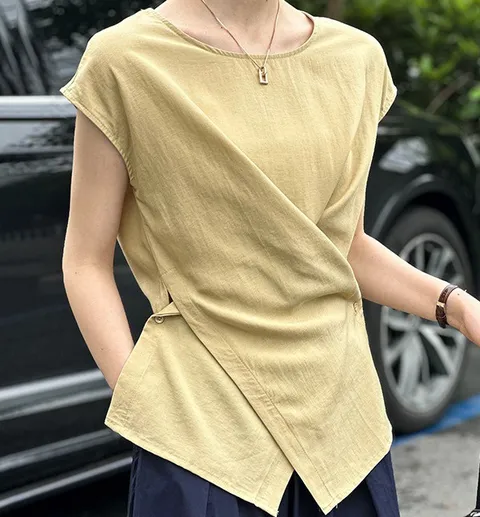 네시 사선 버튼 모던 블라우스 3color