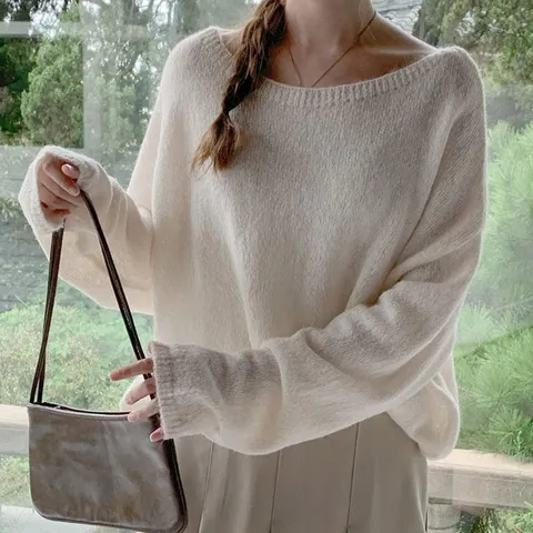 로이카 박시 보트넥 알파카 울니트_S3771