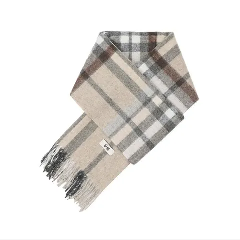 [롯데백화점](셔츠)]빅 체크 캐시미어100 머플러 베이지-DLW1ACF2102W1-SY(사_은품증_정)