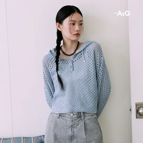 [최초가 59,900원] 더엣지 25SS 코튼100% 크로셰 후드니트 1종