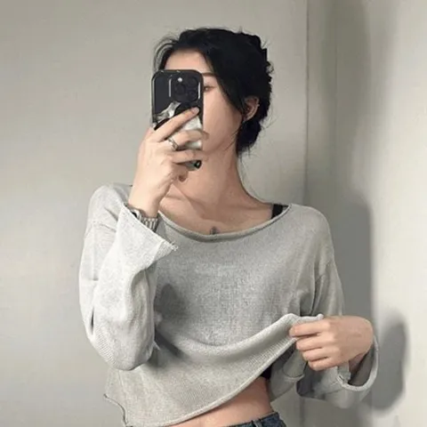 [하프클럽/모노무드] 니트 베이직 여름 보트넥 입술넥 올데이 그물 시스루