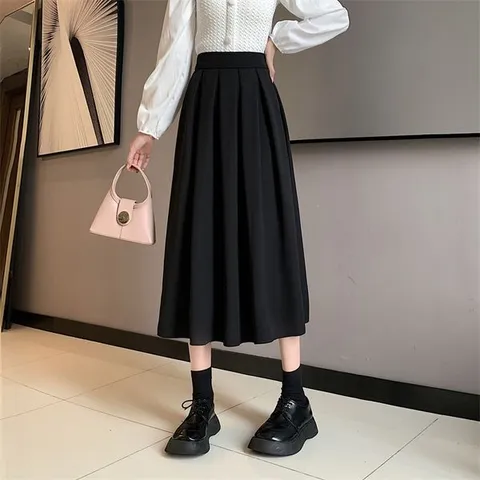 [하프클럽] 발레리 허리뒷밴딩 A라인핏 주름 플리츠 핀턱스커트