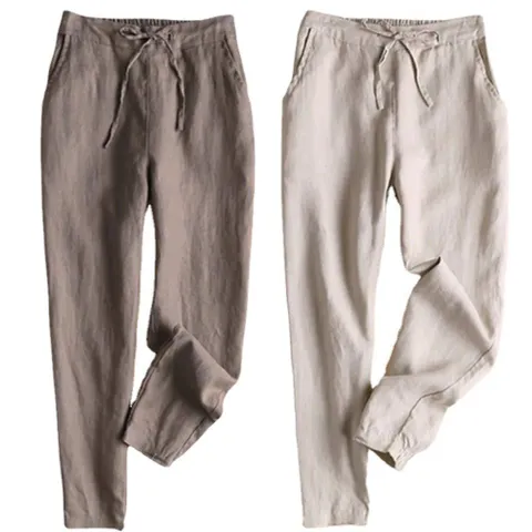 여성 린넨 여름 시원한 바지 배기 핏 쿨 밴딩 팬츠 여성아이스바지 리넨바지 린넨9부바지