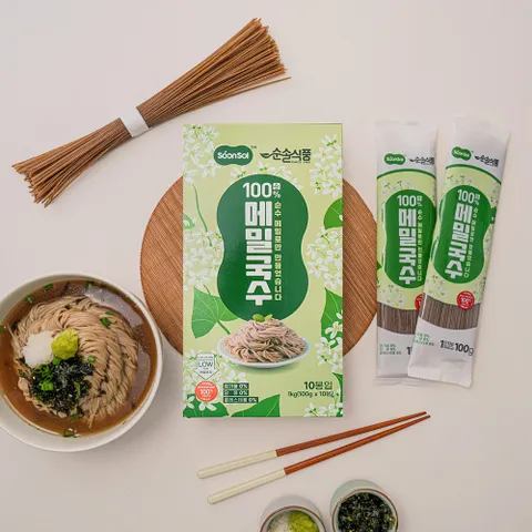 순솔 100% 메밀국수 1kg (100g x 10봉) 글루텐프리 파스타면 고단백질 제로슈가 무가당 무첨가물 소바 저칼로리면 메밀면