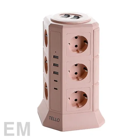 [롯데백화점](가전)]텔로 usb 타워 멀티탭 에디션 17구 블라썸핑크