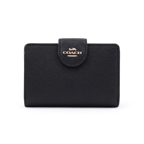 [명품]  반지갑 여자 명품지갑 가죽 똑딱이 지갑 코너 짚 6390IMBLK