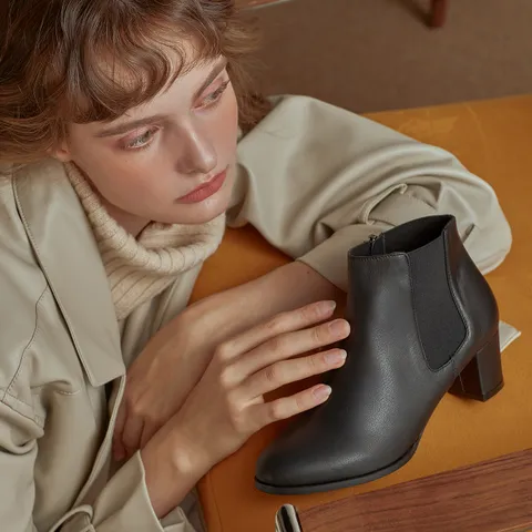 [정상가358,000] 여성 기모 첼시 앵클부츠_S13A9209