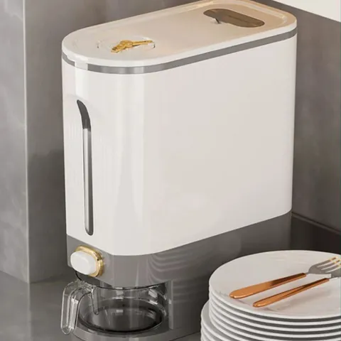 에이치플러스몰 원터치 대용량 계량형 쌀통 5kg 10kg 잡곡 쌀 보관함 대용량쌀통 락엔락쌀통