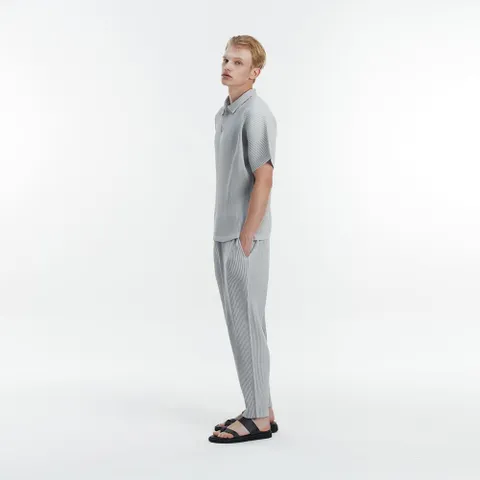 [무케] 몽플리쎄_남성 플리츠 스트레이트 핏 팬츠 (라이트 그레이) 주름옷 주름바지 플리츠바지