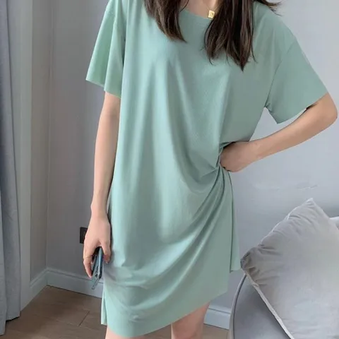 여자 냉감 WFGYPWI 여름 스커트 치마 썸 냉감  스판  원피스  잠옷  홈웨어  냉장고  여름