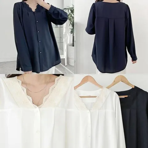 [브리치]  / 위쉬몰 DB 펀칭레이스넥블라우스(G621H503) 빅사이즈