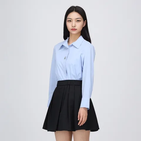 [롯데백화점][케네스 레이디]프론트 장식 오픈카라 블라우스 (EWBLPB03)