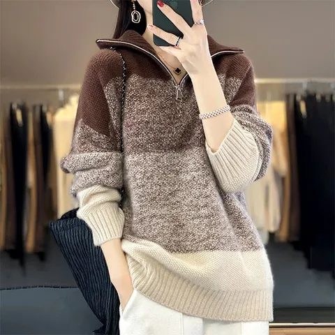 [하프클럽] 2종세트집업터틀카라니트 여성봄니트티 여성조끼 니트가디건 집업니트