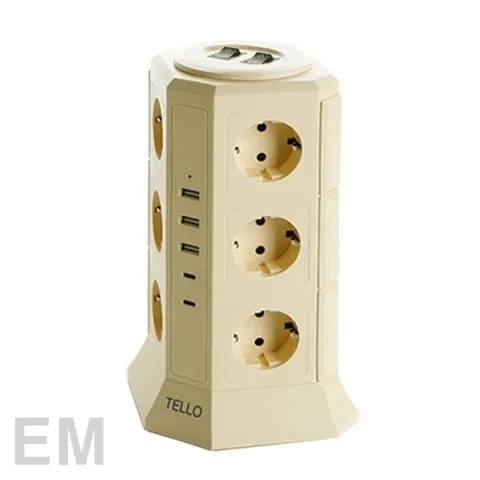 [롯데백화점](가전)]텔로 usb 타워 멀티탭 에디션 17구 크림레몬